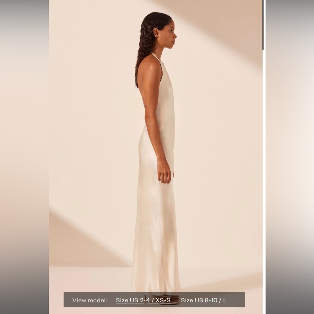 NWT Shona Joy La Lune Low Back Halter Neck Dress Cream, size 0 - Picture 3 of 11